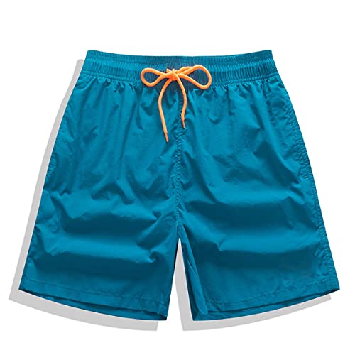 Zwembroek voor heren Zwembroeken voor heren Jongens Strandbroeken met Pockets, Quick Drying Beach Shorts, verstelbaar koord, Blauw (Peacock), XL 3