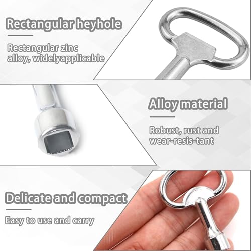 4 stuks Vierkante sleutels 8mm Socketmoersleutel, Verwarming Vent moersleutel, Vierkante sleutel, Faucet, Zinklegering, Bloedmoersleutel, Universele 4 Randmoersleutel voor Gasmeter, Doos 3