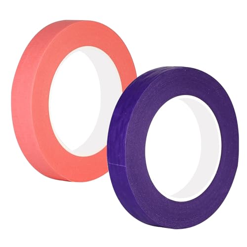 2 rolletjes kleefband, 10 mm x 50 m, voor schilderen, ambachten en ambachten, roze en paars