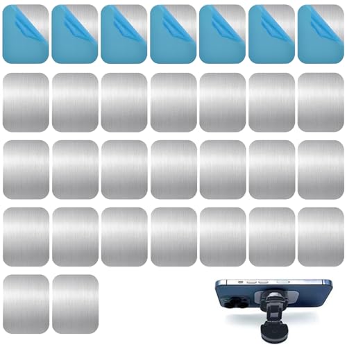 30 stuks Zelfklevende metalen platen Set - Rechthoekig, Zeer dunne plaat voor magnetische mobiele telefoon