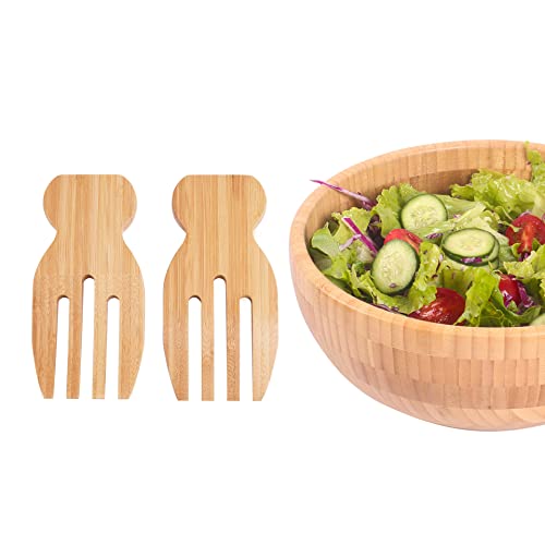 2 st. Bamboesla Handen, Bamboe Salade Bestek Set, Salade Bestek Set, Salademixen, Saladevork, Keuken, Eetkamer, Houten Bestek, Koken, Bestek Set voor Salade, Serveren, Pasta, Fruit