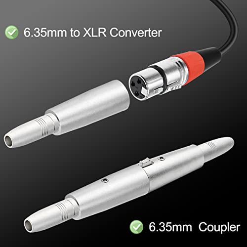 XLR 3 Pin Man tot 1/4" 6.35mm Vrouwelijke Adapter Socket Audio Connector TRS Jack, XLR Vrouw tot 6.35mm Vrouwelijke Microfoon Mixer Stereo Converter, Zilver, 4 stuks 5