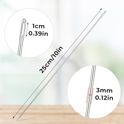 Grote oognaainaalden, 10 inch lange professionele bekleding Naald, gemakkelijk te Thread, 3 mm dik, voor thuis, leer, Tapestry, Borduren, Tapijt, DIY