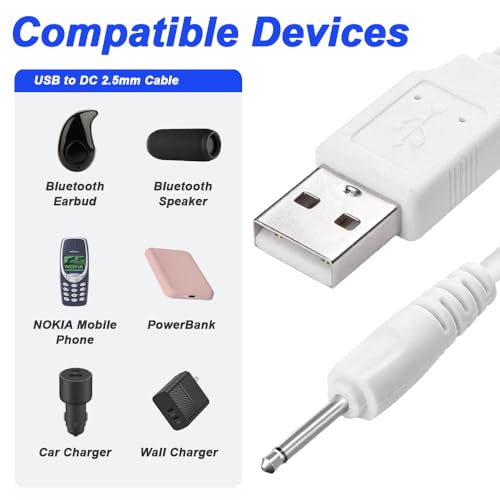 USB naar DC 2.5mm Replacement Laadkabel USB Een bus naar DC 2.5mm/18mm Fast Charging Adapter Kabel (Dit is geen Barrel) (4 Packs, 30cm) 3