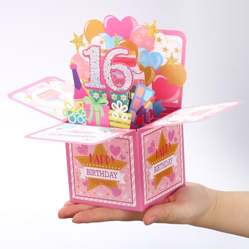 100e verjaardagskaart, pop out verjaardagskaart grappig verjaardagskaart gelukkige kaart zoet 3D met wenskaart en envelop voor vrouwen meisje jongen moeder geschenk beste vriend decoraties 5