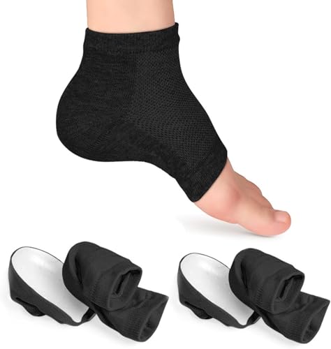 Hoogteverbetering Insole Sokken - 2,5 cm hijkussentjes voor mannen en vrouwen, antislip SEBS halve kussentjes, Bionic verdikte sokovertrekken, zwart, nylon katoen