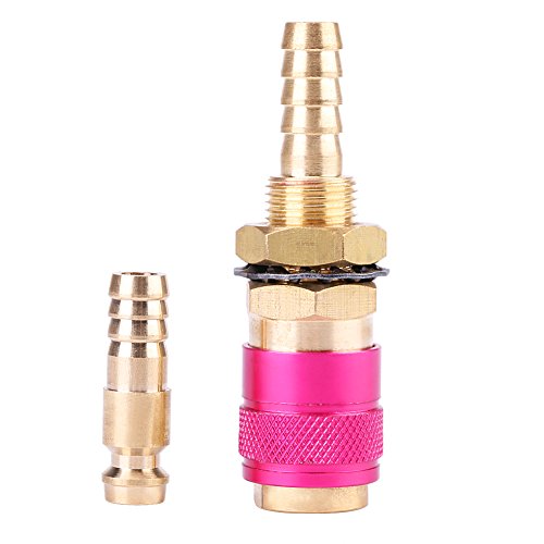 Waterverkoelde en gasadapter, messing slang connector, snelle koppeling voor MIG TIG lasbrander (rood)