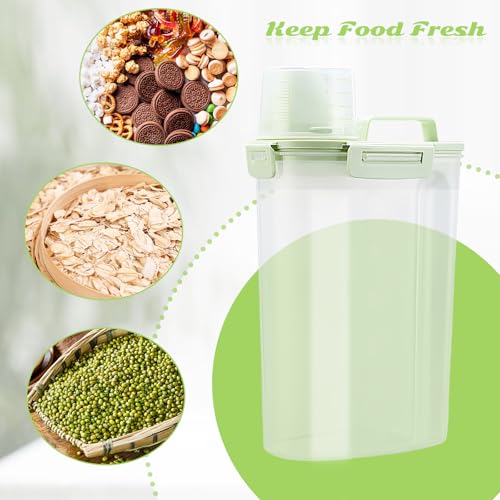 2 Food Containers, 3 Liter, Keuken Container met luchtdichte deksel, Meetbeker, Grote Plastic dozen, Voederdispenser voor katten en honden, Graanhouder voor Pasta, Graan, Meel, BPA Gratis 3