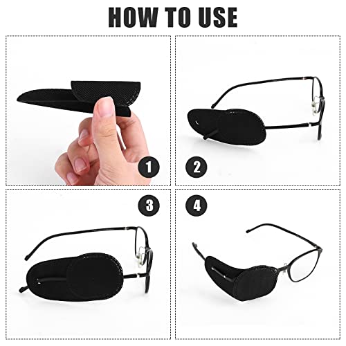 6 st Eye Patches voor glazen, Black Eye Patch Glazen Herbruikbare medische oog Patches voor volwassenen te behandelen Lazy Eye Amblyopia Strabismus voor kinderen Volwassenen (Groot) 4