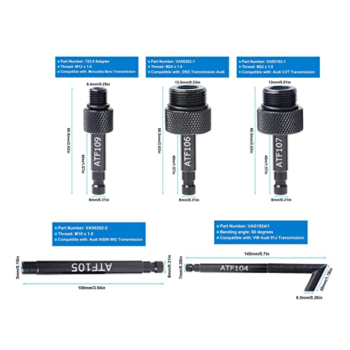 5st ATF Filler Adapter, Trans Fluid Fill Adapter VAS6262 2 Transmission Oil Filler Adapter voor AISin 09G 01J CVT Transmission 5