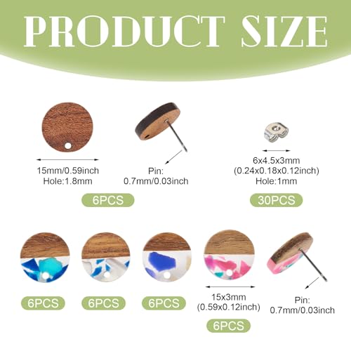 Houten Hars Stud oorbellen Walnut Wood Stud oorbellen voor meisjes vrouw oorbellen 4