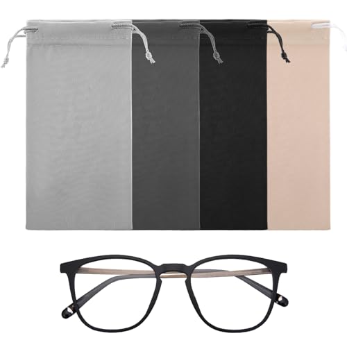 4PCS Zachte bril geval Microfiber zonnebril zak glazen zak zak zak, draagbare zonnebril geval zachte koord Oogbrillen Mouw opslag zak voor telefoon, bril geval
