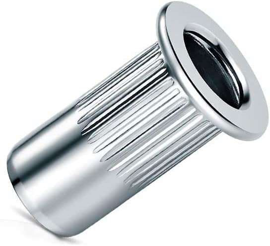 M8 Rivet Noten, Balhoofd Grooved Ronde Body Open Thread Insert, 8mm Nut, Galvanized Steel Knurled Rivet, Rivsert voor staal, Legering, Koper, Plastic, glasvezel en Composite (25 st.)