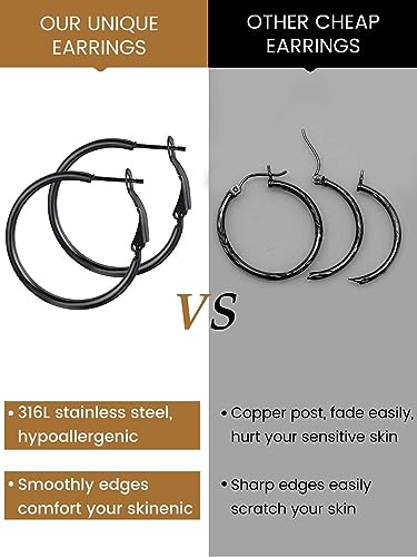 Sieraden Grote ronde hoepel oorbellen voor vrouwen, Roestvrij staal, Grote cirkel Creoolse oorbellen, Verklaring sieraden, Zilver/Goud/Zwart, 30mm-100m m 5