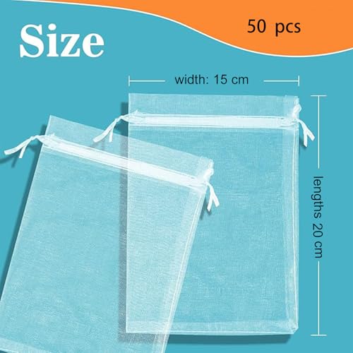 50 stuks Organza Tassen voor bruiloft geschenktassen 15 x 20 cm