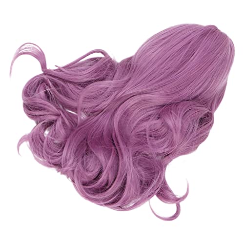 Lange golvende pruik voor vrouwen natuurlijke synthetische pruiken op hoge temperatuur mode golven pruik met benen voor Cosplay kostuum Halloween Party Daily Wear (Paars) 4