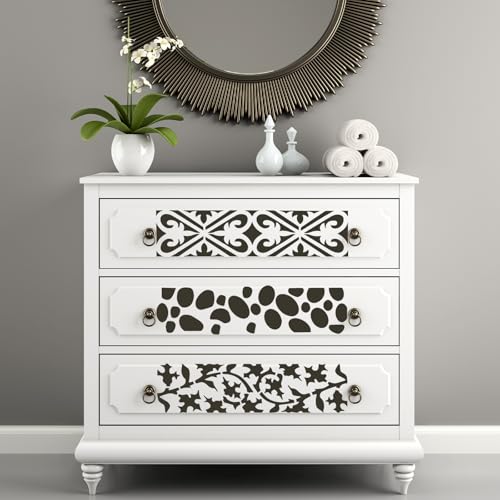 12 Stuks Rand Stencils voor het schilderen, Sjabloon Sheet Stencil, Herbruikbare Meubilair Cake Decoratieve Templates Texture Templates Tekening Template voor Houten Wand DIY Papier