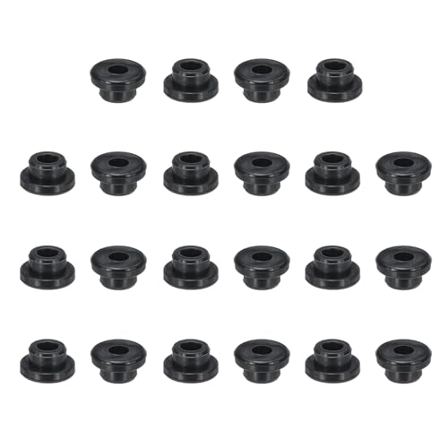 Siliconen Rubberwasmachine, 22 st 3/16"(5mm) Boorgat, 1/8"(3mm) Binnendiameter. Top Hoed Wire Sealing Rubber Plugs voor Bedrading Bedrading System Firewall, Zwart