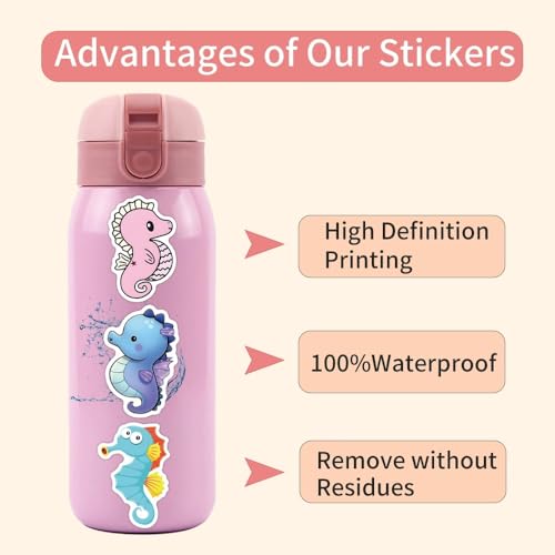 Seahorse 50 stuks Seahorse Stickers voor tieners en volwassenen Vinyl Sticker Set Auto Motorfiets Fiets Skateboard Snowboard Bagage Laptop Koffer Helm Motorfiets Computer 3