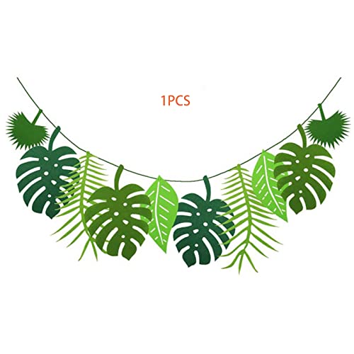 Tropical Leaf Banner Garland, Hawaiian Party Decoration Tropical Garland Leaf Banner Tropical Palm Garland Party Decoration for Hawaiian Luau Party Jungle Beach Thema Party 1PCS 3