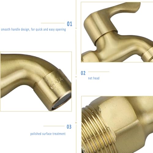 Messing Faucet End Piece, 3/4 Inch Outdoor Tuin Faucet Set, Messing Faucet Opdracht Tap, Indoor Outdoor Wasmachine Tap 4