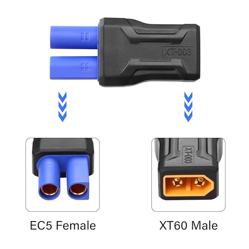 2 Pack EC5 to XT60 Connector Adapter Draadloos voor RC FPV Drone auto Lipo Batterij Charger ESC (EC5 Vrouw tot XT60 man)