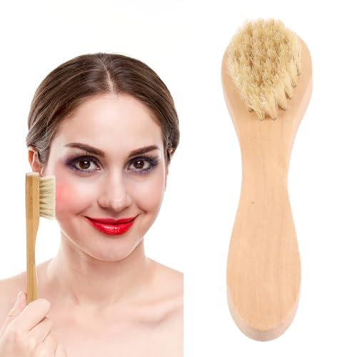 Handmatig gezichtsborstel, Reiniging van de huid Natuurlijke Haar Houten Reiniging Borstel Hout Handle Face Exfoliating 3