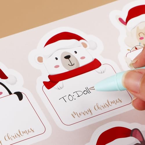 120st Kerstlabels Stickers Kerstcadeau Sticker Sticky Labels Vrolijk kerstlabel Tags Stickers Zelfklevende etiketten voor cadeaus Kaarten Envelop Bags 5