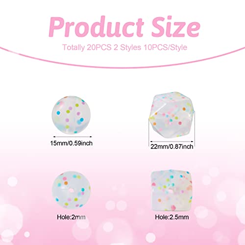 20 st. Regenboog Polka Dots Siliconen kralen Hexagon/Round Zachte Rubber kralen Clear Siliconen Focal Kralen Spacer Kralen voor DIY armband sieraden Makin 4
