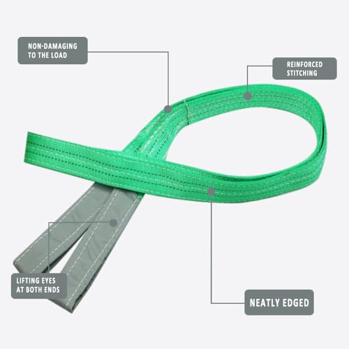 Duplex Polyester Webbing Lifting Heavy Duty Flat Cargo Sling Strap Anti-Cut en Anti-Abrasie Behandeling Rigging Lifting riemen voor het verplaatsen van opslag 2T 2M Groen 3