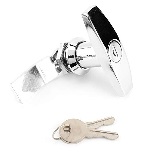 Bevestiging voor achter, T-handvat, gereedschapskist, garagedeur slot met sleutels, voor caravanhoes, zilver