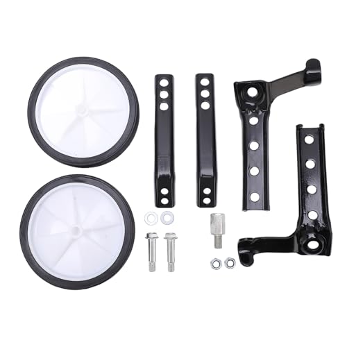 Trainingswielen voor kinderfietsen, Verstelbare stalen steunwielen voor kinderfietsen van 18 tot 24 inch (BLACK)