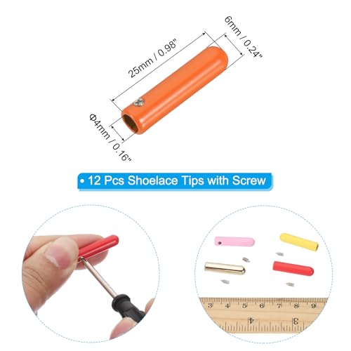 12 st. Schoenen Tips met schroef, Legering 25mm Cilindrische Agliets Schoenen Kant Cords End Tip Cap vervanging