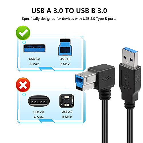 USB 3.0 Printerkabel, 90 graden, USB 3.0 Type A Plug naar Type B Plug, High Speed Printer Kabel voor harde schijf, printer, scanner, USB-hub, monitor en meer (UP) 4