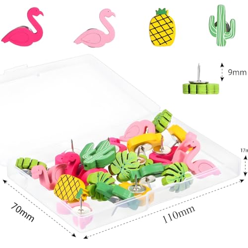 50 stuks houten pennen, punaises, drukknopen, decoratieve schattige snaps, prachtige huishoudelijke accessoires, flamingo's en cactussen