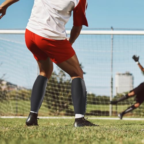 Voetbalscheenbeschermers, universele kuitbeschermingers voor kinderen van 30 - 38 cm, voetbal, elastischescheenschermers voor voetbal, mandbal, fietsen 4