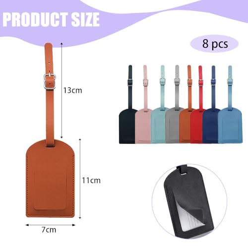 8 stuks Bagage Tags Reis Bagage Tags Lederen Koffer Labels met verstelbare band, Reis Accessoires voor het vermijden van verlies van zakken en koffers