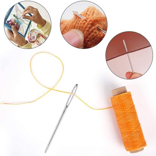 Naainaalden, Dujelixa wol naalden zilver, stop naalden (10 stuks*2*70 mm + 10 stuks*2*60 mm + 10 stuks*1.25*52 mm) + elleboog pincet, naalden geschikt voor kruissteek, lint borduurwerk 4