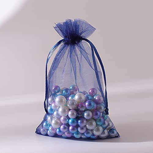 100 stuks Organza zakjes voor het vullen, Organza zakjes, Cadeauzakjes, koord voor Festival, Feest, Bruiloft, Candy zakjes, Juwelen zakjes, Lavender, Cadeauzakjes, 20 x 30 cm, Marine blauw 3
