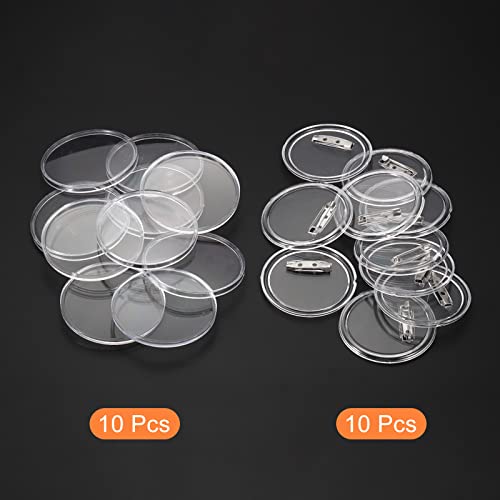 5.5cm Acrylknop Pin Badge, 10 Set Ronde Pin Blanco Knoppen Badges Kit voor Ambacht Supplies, DIY Badges, Wissen 3