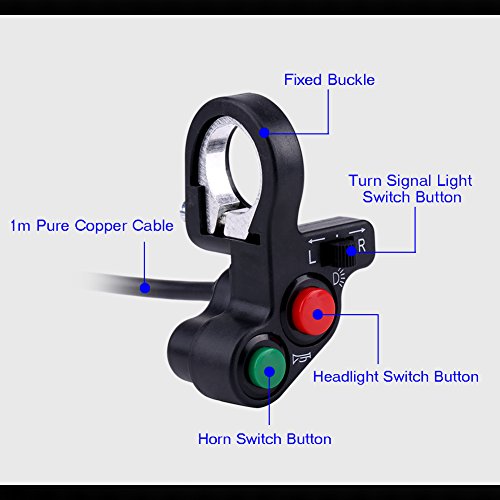Switch handlebar, 22mm (7-8inch) Motorfiets handgreep Switch Headlight Turn Signal Light Horn Aan/uit Drukknop 3