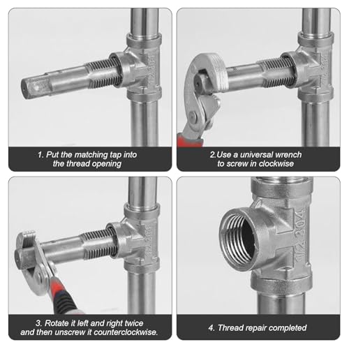 Set van 2 Pijp Thread Cutter, 1/2 Inch Threaded Tap, 3/4 Inch Threaded Drill Bit Set, met Plastic Storage Box, voor de reparatie van Pijp Threaded Aansluitingen 5