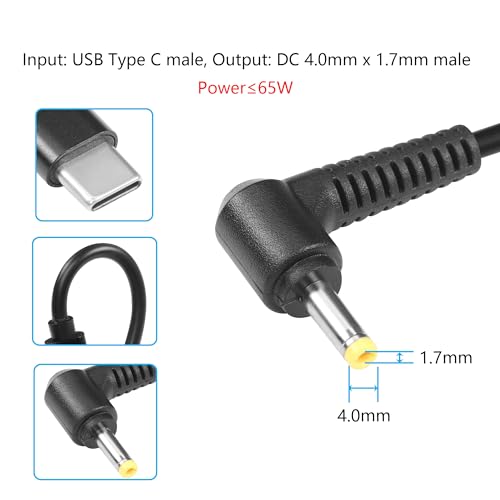 12V Type C naar DC 4 x 1.7mm Power Charging Cable, USB-C Plug naar DC4017 Plug, Extension Charging Cable voor 12V Router, Camera, TV Box, Bureaulamp, Power Tool
