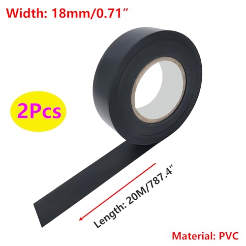 2 st Elektrische Isolatie Tape, 18mm x 20m PVC Kleefband, Elektrisch Kleefband, Waterdichte Zwarte Tape voor isolatie, Reparaties