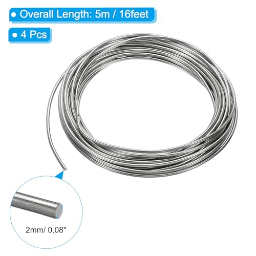 99,995% hoge zuiverheid zinkdraad, kaliber 12 draad zuiver zink 2mm zachte draadkralen wetenschappelijk experiment laboratoriumgereedschap zinkdraad (16 voet/rol), 4 rollen