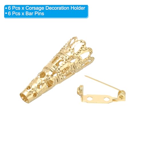 23 mm Corsage decoratieve houder, 6 stuks broche pin vaas zak Boutonnieres houd met stapspelden voor bruiloft feest doe-het-zelf ambachten, roségoud 3