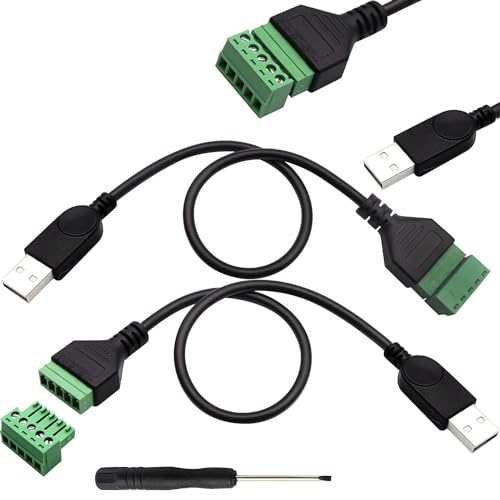 2 stuks USB Een Terminal Plug, Man Kabel, Plug naar 5 Pin Terminal Blok Kabel Solder Gratis Schroef Terminal Blok