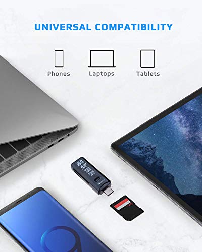 USB Type C kaartlezer 3.1 Geheugenkaartlezer voor SD, Micro SD, SDXC, SDHC UHS I 1 UHS1 Kaarten, Compatibel met laptop MacBook, Mac, Windows, Android, Camera, Huawei, Samsung Adapter Writer