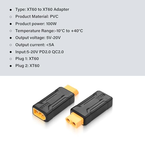 2st XT60 Plug naar Plug Adapter XT60 Draadloze Adapter voor RC FPV Speelgoed Autovliegtuig Drone Batterij (F tot F) 5