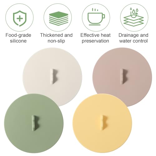 4 st Siliconen Cup deksels, Siliconen Cup Covers, Gekleurde Universele Cup deksels, Herbruikbare Siliconen Cup Covers voor Dranken, 9.5 cm Universele Mug deksels, Voedselkwaliteit stofdicht 3
